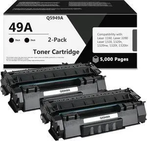 Ennovor 49A Toner Cartridge Replacement for HP 49A Q5949A 53A Q7553A 49X Q5949X for 1320 Toner Cartridge 1320n 3390 1160 1320tn 1320nw 3392 P2015 P2015dn Printer (Black, 2-Pack)
