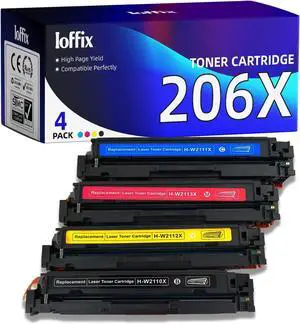 Ennovor 206X Toner Cartridges Set Compatible with HP 206X 206A W2110X W2111X W2112X W2113X Toner Cartridge Work with HP Color Pro MFP-M283fdw M283cdw Pro M255dw M283 M255 (BCMY,4 Pack)