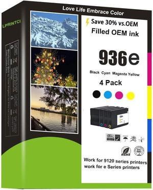 Ennovor 4 Pack High Yield 936e Ink Cartridges Work for HP 9125e 9128e 9130b 9135e OfficeJet Pro Wide Format 9730e Cyan Magenta Yellow Black Combo Pack