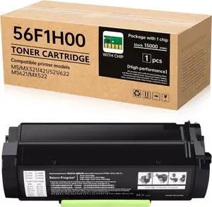 Ennovor 56F1H00 High Yield Toner Cartridge - 15000 Pages (with Chip) Compatible with Lexmark 56F1H00 56F1000 Work for Lexmark MS321 MS421 MS521 MS621 MS622 MX321 MX421 MX521 MX522 MX622 Printer(Black)