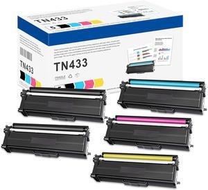 Ennovor TN433 High-Yield Toner Cartridge Set (5-Pack, 2BK/C/M/Y) - Compatible TN-433 Toner Cartridges Replacement for Brother HL-L8260CDW, HL-L8360CDW, HL-L8360CDWT, MFC-L8610CDW MFC-L8900CDW Printer