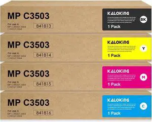 Ennovor Remanufactured MP C3503C MP C3003 4 Pack High Capacity Toner Cartridge Replacement for Ricoh 841813 841814 841815 841816 for MP C3503 MP C3003 MP C3504 MP C3004 Printer