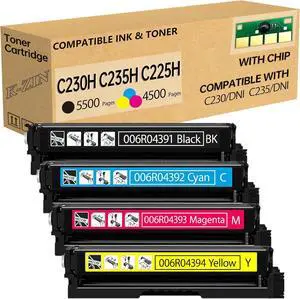 Ennovor C230/C235/C225 High-Yield Toner Cartridge (with Chip) Compatible with Xerox C230DNI/C235DNI Color Printers for C230H/C235H/C225H Models 006R04391 006R04392 006R04393 006R04394 (5500 Pages)