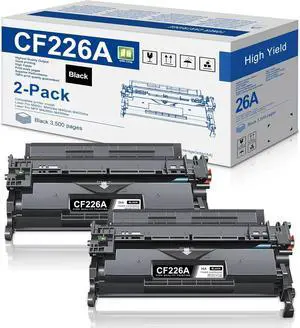 Ennovor 26A CF226A Black Toner Cartridges (2-Pack) | Replacement for HP 26a Toner Cartridge 26x Works with Pro M402 Series, Pro MFP M426 Series Printer | CF226AD