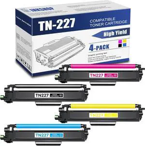 Ennovor TN227 Compatible TN-227BK TN-227C TN-227Y TN-227M High Yield Toner Cartridge Replacement for Brother TN-227 MFC-L3770CDW MFC-L3710CW HL-3210CW DCP-L3510CDW Toner (1BK+1C+1Y+1M)