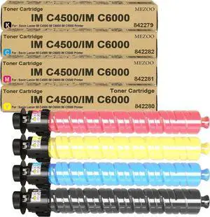 Ennovor MEZOO IM C4500 IM C6000 Toner Cartridge High Yield Replacement with 842279 842280 842281 842282 Toner for Savin Lanier IMC4500 IMC6000 IMC5500 Printer(4 Pack, Black Cyan Magenta Yellow)