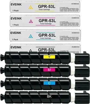 Ennovor High Yield GPR 53 GPR53 GPR-53 Toner Cartridge Replacement for Canon imageRUNNER Advance C3325i C3330i C3525i C3530i DX C3725i C3730i C3826i C3830i C3835i Printers Black Cyan Magenta Yellow