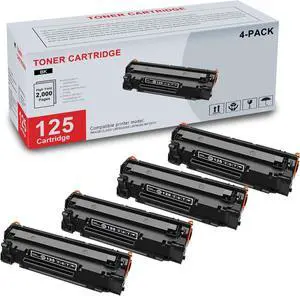 Ennovor 4-Pack 125 3484B001 Black Toner Cartridge High Yield Compatible CRG125 125 Replacement for Canon CRG125 125 for ImageCLASS LBP6030w LBP6000 MF3010 Printer | Up to 2,000 Pages 1 Each