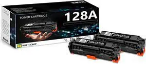 Ennovor 2 Pack Pack 128A Black Toner Cartridge with chip Replacement for HP Color Laser Jet CP1525n, CM1415fn MFP Series, High Yield 2,400 Pages | CE320A