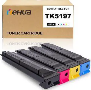 Ennovor hehua Compatible TK-5197 Toner Cartridge Replacement for Kyocera TK-5197 TK5197 Toner Use for TASKalfa 306ci 307ci 308ci Copystar CS-306ci CS-307ci CS-308ci (4-Pack, BK/C/M/Y)