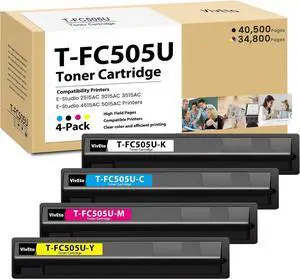 Ennovor TFC505U T-FC505U Toner Cartridge Replacement for Toshiba T-FC505U T-FC505U-K T-FC505U-C T-FC505U-M T-FC505U-Y Fit for E-Studio 2505AC 3005AC 3505AC 4505AC 5005AC Printers (4-Pack CMYK)