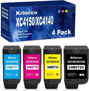 Ennovor Remanufactured XC4140 XC4150 Toner Replacement Set for Lexmark XC4143 XC4153 24B6717 24B6718 24B6719 24B6720 Toner Cartridges for XC4140 XC4143 XC4150 XC4153 Printers (4 Pack, BK C M Y)