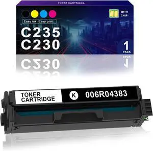 Ennovor C230 C235 Black Toner Cartridge 006R04383 Toner [with Chip] Replacement for Xerox C235 C230 C235DNI C230DNI Color Printer (1 Pack)