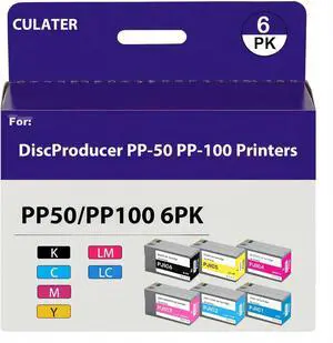 Ennovor CULater PP50 PP100 Remanufactured Ink Cartridge Replacement for PJIC1 PJIC2 PJIC3 PJIC4 PJIC5 PJIC6 for DiscProducer PP-50 PP-100 Series Printers (6 Colors Set)