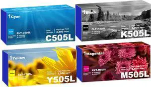 Ennovor CLT-505L Toner Cartridge Replacement for Samsung CLT-K505L CLT-C505L CLT-M505L CLT-Y505L Toner Cartridge for ProXpress C2620DW C2670FW C2680FX Printers, (Black, Cyan, Magenta, Yellow, 4 Pack)