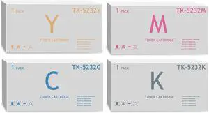 Ennovor TK5232 TK-5232 Black Cyan Magenta Yellow Toner Cartridges 4 Pack, TK-5232K TK-5232C TK-5232M TK-5232Y Compatible with Kyocera Ecosys M5521cdw M5521cdn P5021cdw P5021cdn Printer