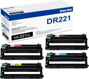 Ennovor 4 Pack DR221CL BK/C/M/Y Drum Unit, Compatible for Brother DR221CL DR221 Toner Replacement for HL-3140CW 3150CDN 3170CDW 3180CDW MFC-9130CW 9140CDN 9330CDW 9340CDW DCP-9015CDW 9020CDN Printer