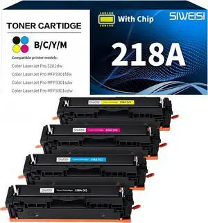Ennovor 218A Toner Cartridges (with Chip) Compatible Replacement for HP 218A 218X W2180A W2181A W2182A W2183A Works with HP Color Pro 3201 MFP 3301 Series 3201dw MFP 3301fdw 3301sdw Printer-4 Pack