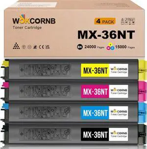 Ennovor MX-36NT Toner Cartridge Compatible for Sharp MX-36NT MX-36NT-BA MX-36NT-CA MX-36NT-MA MX-36NT-YA for Sharp MX-2610 2610FN 2615N 2640N 3110N 3110FN 3115N 3140N 3610N 3640N Printer (4-Pack)