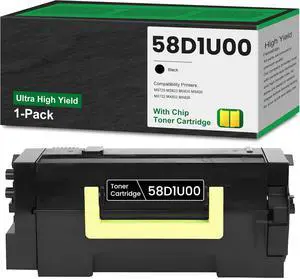 Ennovor 58D1U00 Black Ultra High Yield Toner 55,000 Pages Remanufactured 58D1U00 Replacement for Lexmark 58D1U00 Toner for MS725 MS823 MS825 MS826 MX722 MX822 MX826 Series Printer Toner (1-Pack)