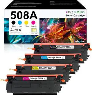Ennovor 508A Toner Cartridge 4 Pack Set Replacement for HP 508A M553 Toner Works with Color Enterprise 552DN, M553DN, M553N, M553X, Color Enterprise MFP M577 Series (Black Cyan Magenta Yellow)