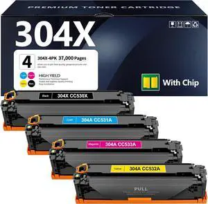 Ennovor 304X Toner Cartridge 4 Pack High Yield Replacement for HP 304X Black Cyan Magenta Yellow Toner Cartridge Color CP2025 CP2025n CP2025dn CP2025x MFP CM2320n CM2320fxi CM2320nf Printer