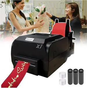 Ennovor Satin Ribbon Printing Machine Digital Ribbon Printer, Label Printer Foil Stamping Printing Machine for Gi-ft Wrapping, Supports 50+ Languages for Christmas Party,SingleRow
