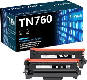 Ennovor TN760 (TN-760, 2-Pack) Black Toner Cartridge - Compatible TN 760 Toner Cartridge Replacement for Brother TN730 MFC-L2710DW MFC-L2750DW HL-L2350DW HL-L2370DW HL-L2390DW DCP-L2550DW Printer