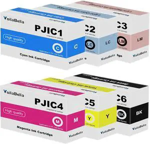 Ennovor PP50 PP100 Ink Cartridge PJIC1 PJIC1 PJIC2 PJIC3 PJIC4 PJIC5 PJIC6 Ink Cartridge Suitable for DiscProducer PP-50 PP-100 Printers (Black Cyan Magenta Yellow Light Cyan Light Magenta, 6-Pack)
