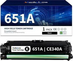 Ennovor 651A Black Toner Cartridge (1-Pack) Replacement for HP 651A Black Toner Compatible with Enterprise 700 Color MFP M775dn M775f M775z M775 Printer | CE340A