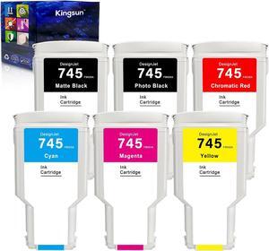 Ennovor 745 Ink Cartridge Set 300ML HP 745 F9K06A F9K05A F9K04A F9K03A F9K02A F9K01A Compatible for Designjet Z2600 Z5600 Postscript Printers (6-Pack)