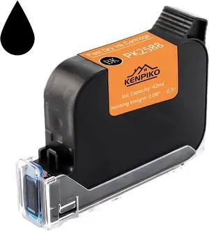 Ennovor 42ML Black Fast Dry Ink Cartridge PK2588 for Handheld Inkjet Printer KP007 12.7mm Solvent Quick-Drying Ink Cartridge Replacement with 0.5 Inch Nozzle - Black