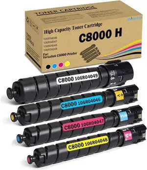 Ennovor Versalink C8000 Toner 4-Pack High Capacity Toner Cartridge Black Cyan Magenta Yellow Replacement for Versalink C8000 C8000DT C8000DTN Printer 106R04046 106R04047 106R04048 106R04049