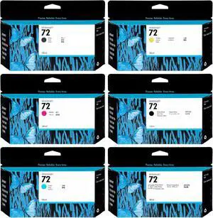 Ennovor 72 Ink Cartridges Replacement for HP 72 Ink Cartridges Work with for DesignJet T770 T790 T795 T610 T620 T1100 T1120 T1200 T1300 T2300 Printers,Latest Upgrade (130-ml, 6-Pack)