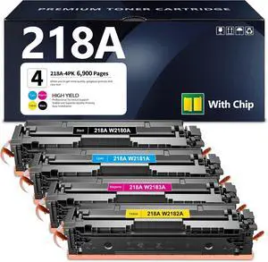 Ennovor 218A Toner Cartridge (with CHIP) Black Cyan Magenta Yellow 4 Pack Replacement for HP 218A Toner W2180A Color Pro 3201dw MFP 3301cdw 3301fdw 3301sdw Printer