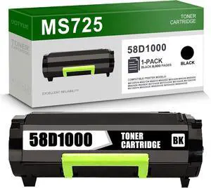 Ennovor 58D1000 Toner Cartridge Black - Replacement for Lexmark 58D1000 High Yield Toner Cartridge for MS725, MS821, MS822, MS823, MS825, MS826, MX721, MX722, MX725, MX822, MX826 Printer [8,000 Pages]