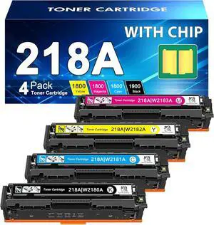 Ennovor 218A Toner Cartridges 4 Pack with Chip : MFP 3301fdw Replacment for HP 218A 218X Works with Color Laserjet Pro MFP 3301fdw 3201dw 3301cdw 3301sdw Printer Ink | Black Cyan Yellow Magenta