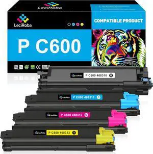 Ennovor LeciRoba P C600 Toner Cartridge Replacement for Ricoh P C600 408310 408311 408312 408313 Toner Cartridge for Ricoh P C600 Printer (4-Pack, B/C/M/Y)