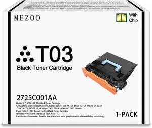 Ennovor MEZOO T03 Black Toner Cartridge with New Chip Compatible with 2725C001AA Toner for ImageRunner Advance 525iF 525iFZ 615iF 615iFZ 715iF 715iFZ,DX 527iF 527iFZ 617iF 617iFZ 717iF Printer(1 Pack)
