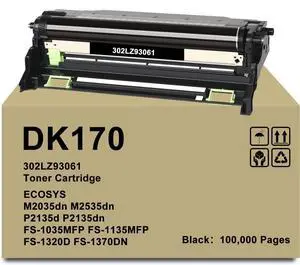 Ennovor DK-170 Drum Unit Replacement for Kyocera DK170 302LZ93061 Drum Kit for ECOSYS M2035dn M2535dn P2135d P2135dn FS-1035MFP FS-1135MFP FS-1320D FS-1370DN Printer (1-Pack)