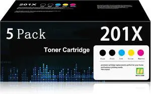 Ennovor 201X Toner Cartridge 5 Pack Replacement for 201X CF400X Work with Color Pro MFP M277dw M252dw M277n Printers (2BK/1C/1Y/1M, with Chip)