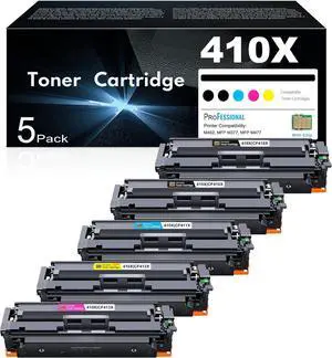 Ennovor 410X Toner Cartridge(with Chip) Replacement for HP 410X 410A CF410X CF411X CF412X CF413X Work with Color Pro MFP M477fnw M477fdw M477fdn M452dn M452nw M477 Printer (2B/1C/1Y/1M, 5-Pack)