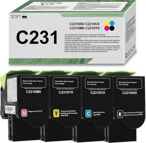 Ennovor C2310K0 C2310C0 C2310M0 C2310Y0 Compatible C231 C2325 Toner Cartridge Replacement for Lexmark C2325 C2325dw MC2325adw C2535 C2535dw MC2535adwe C2425 C2425dw MC2425adw C2640 MC2640adw