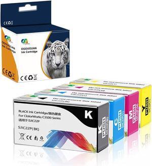 Ennovor OGOUGUAN Replacement SJIC22P Ink Cartridge Kit for TM-C3500 ColorWorks C3500 Printer (4 Pack)