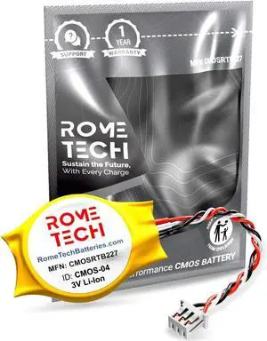 Rome Tech CMOS Battery for Dell Latitude E5400, E5410, E6400, E6400, E6410 Laptop BIOS CR2032 with 3 Pin Wire Cable (10-Pack)