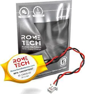 Rome Tech CMOS BIOS Battery for Dell Latitude D510, D610, D620, D630, D810, D820, D830-3V Laptop Backup RTC CR2032 Battery with 2 Wire Cable (10-Pack)
