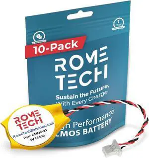 Rome Tech CMOS Battery for Lenovo ThinkPad X60 X60s X200 X201 X201i X200s X200si - Laptop Backup BIOS RTC 3V CR2032 Battery with 3 Pin 3 Wire Cable (10-Pack)
