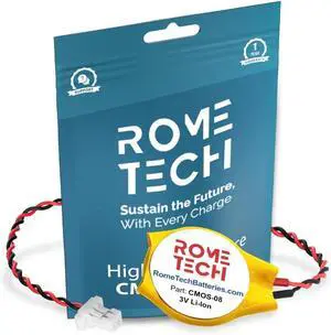 Rome Tech CMOS Battery for HP Pavilion DV3600 - Laptop Backup BIOS RTC CR2032 Battery with 2 Pin 2 Wire Cable (10-Pack)