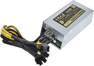 2000W 12V 166A ETH Mining Machine Power Supply 100-220V Input 10x6Pin 80% Efficiency Multi-GPU for BTC Antminer Bitcoin Mining Server