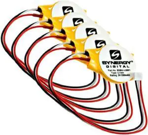 Synergy Digital CMOS/BIOS Batteries, Compatible with Dell Latitude E5400 CMOS/BIOS, (Li-Ion, 3V, 200 mAh), Replacement for Acer 23.22207.041 Battery, Combo-Pack Includes: 5 x SDBU-L6901 Batteries
